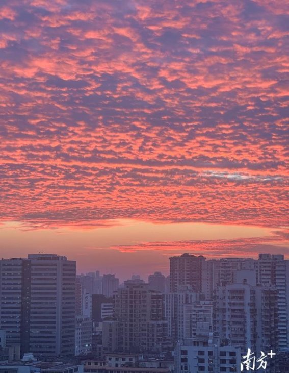 晚霞映红的瞬间：城市的另一种美丽