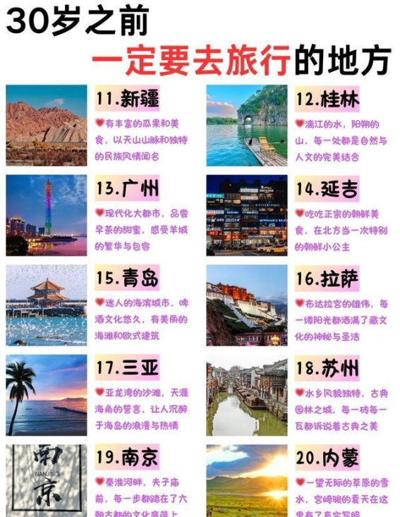 三十而立，不可错过的旅行胜地——一场青春与风景的邂逅