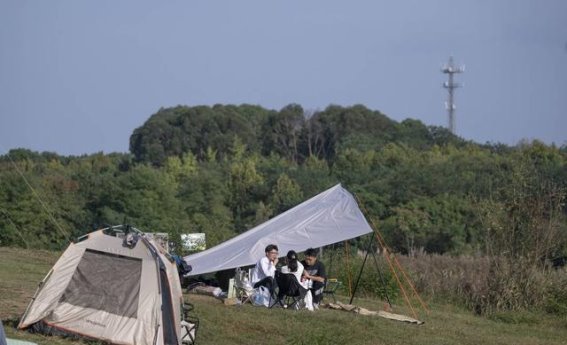 降温前的蓝天白云：成都青龙湖湿地公园的秋冬交替